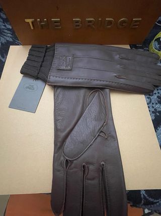 Guanti The Bridge Pelle e Lana Merino Marrone