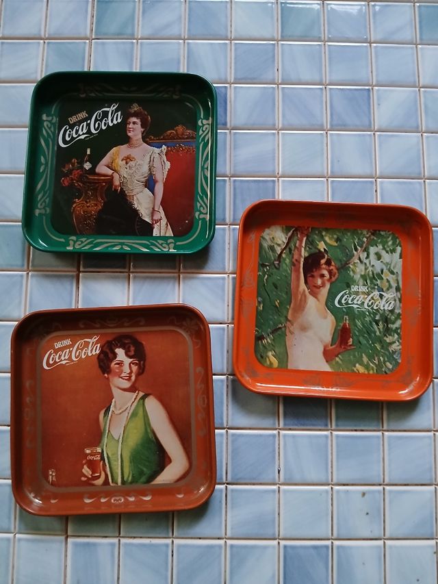 Lote de posavasos metal Coca-cola vintage.