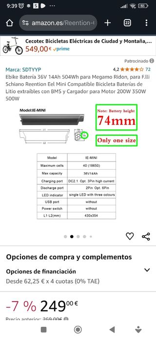 Bateria bicicleta electrica