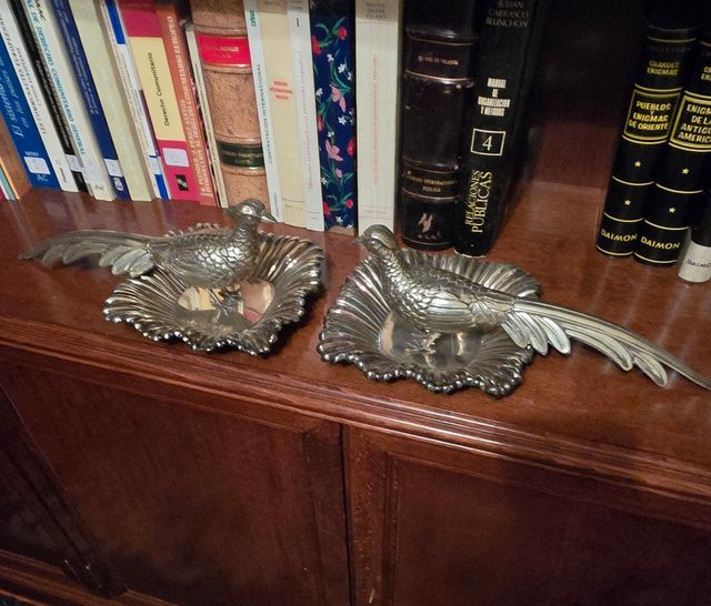 Pareja Faisanes y platos Metálicos Decorativos