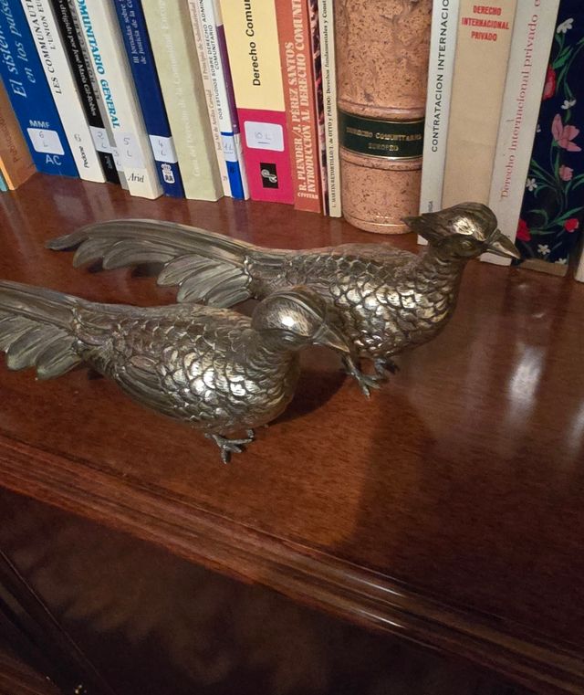 Pareja Faisanes y platos Metálicos Decorativos