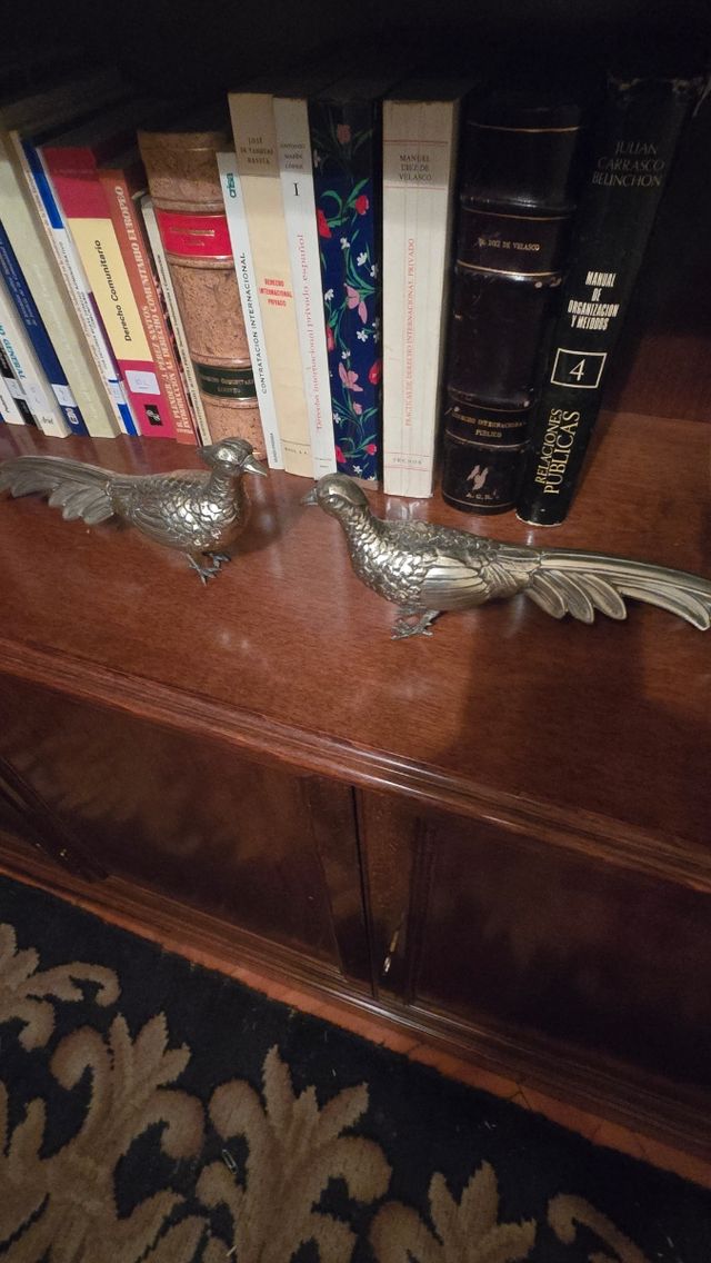 Pareja Faisanes y platos Metálicos Decorativos