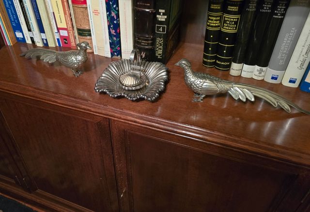 Pareja Faisanes y platos Metálicos Decorativos