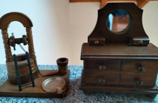 Porta gioielli/minnoli e posacenere d'angolo legno