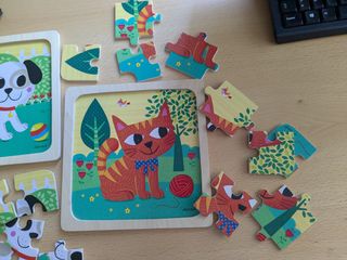 Puzzle infantil Janod gato y perro