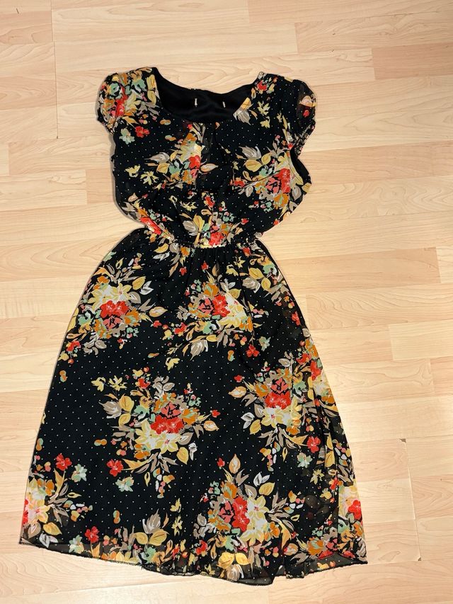 Abito donna fantasia floreale nero