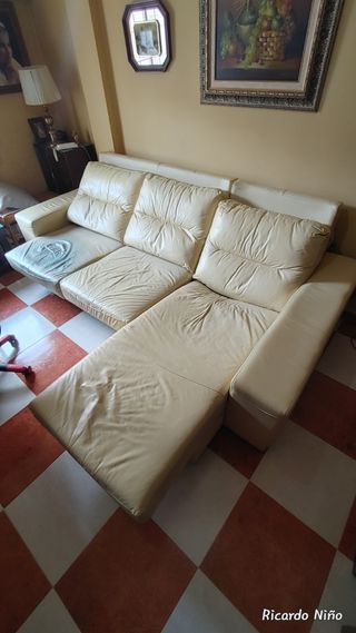 Sofá de piel cheslong extensible