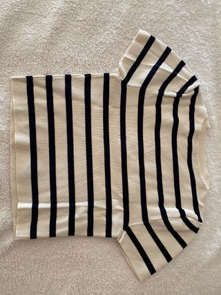 Top Zara Rayas Beige y Negro