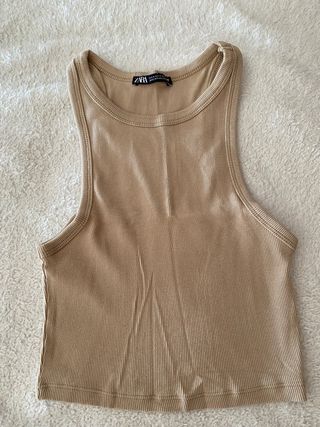 Top Zara Beige Mujer