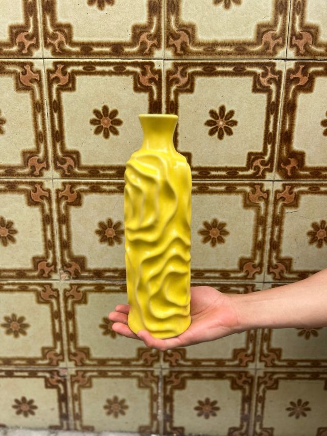 Florero Vintage Amarillo Cerámica