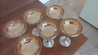 Set 6 Coppe Vintage Metallo Satinato Battuto Artig