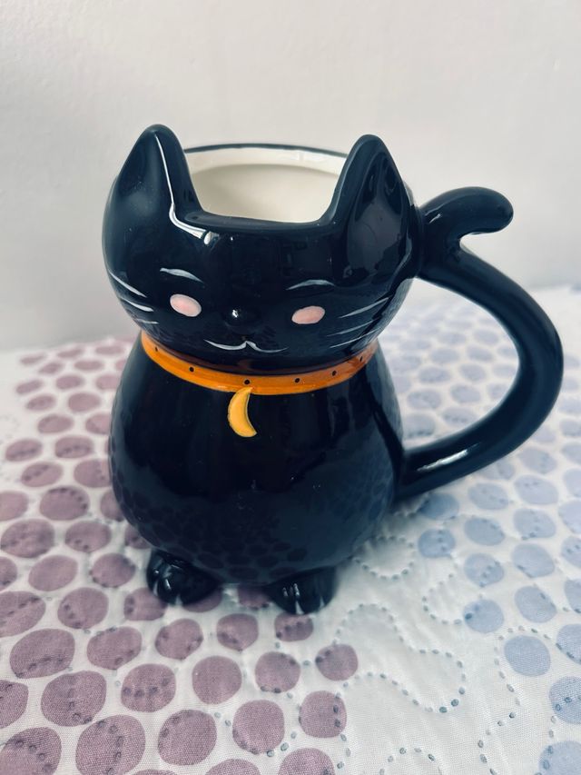 Taza Gato Negro Kawaii Cerámica