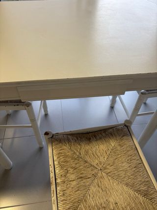 Mesa de cocina extensible blanca de 110 a 170