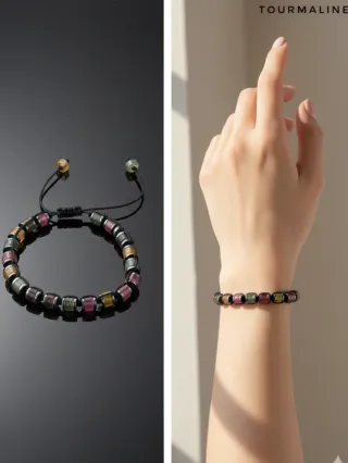 Bracciale regolabile di Tormalina ed Ematite