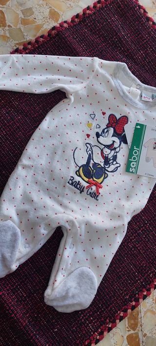 Tutina ciniglia Minnie pois rossi 0/1 mese