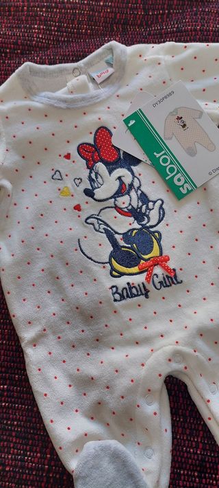 Tutina ciniglia Minnie pois rossi 0/1 mese