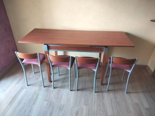 Mesa y 4 Sillas Cocina Madera y Metal