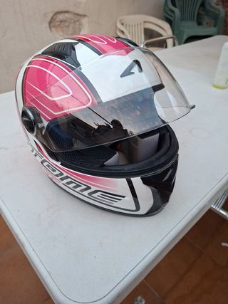 Casco Moto Talla XS Rosa y Blanco