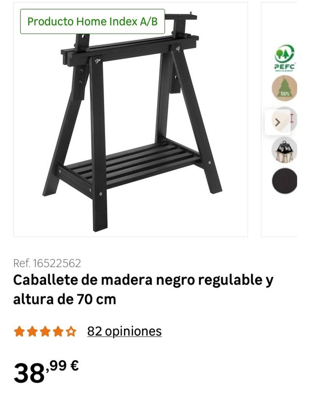 Caballetes madera negros, regulables 70 cm