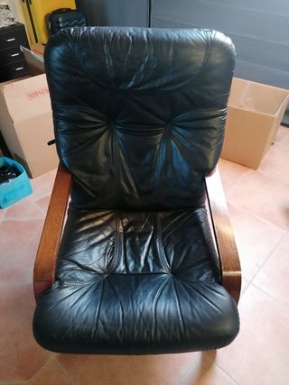 Sillón Poäng cuero y madera