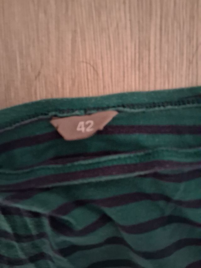 Camiseta larga rayas teal y negro