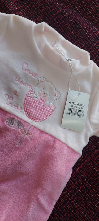 Tutina ciniglia 0/3 mesi orsetto rosa