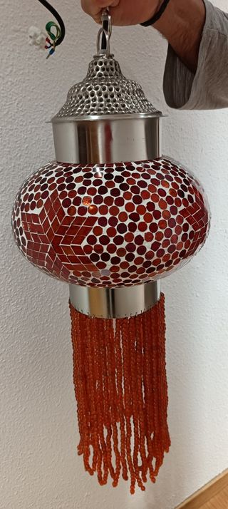 Lámpara colgante de cristal y metal de Gato Preto