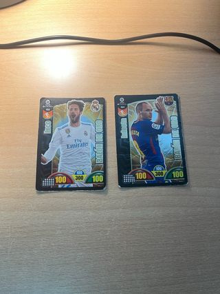 Cromo Balón de Oro Iniesta e Isco Adrenalyn 17/18