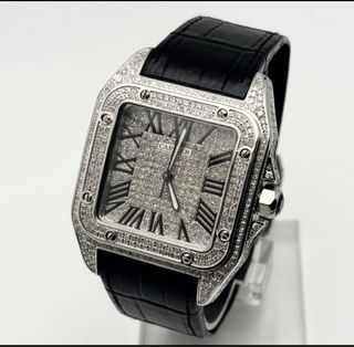 Cartier Santos 100 Diamantes Pavé Negro
