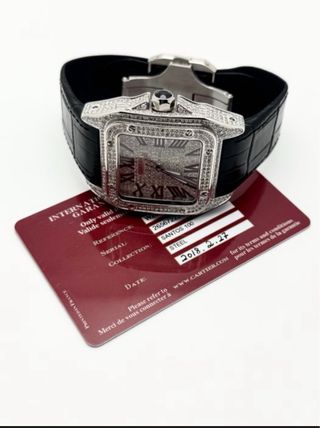Cartier Santos 100 Diamantes Pavé Negro