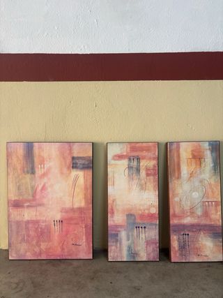 Tríptico de cuadros abstractos