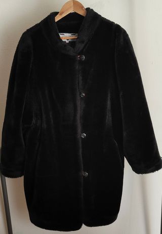 Abrigo piel sintética negro talla L/XL