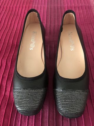 Zapatos de salón piel tacón bloque