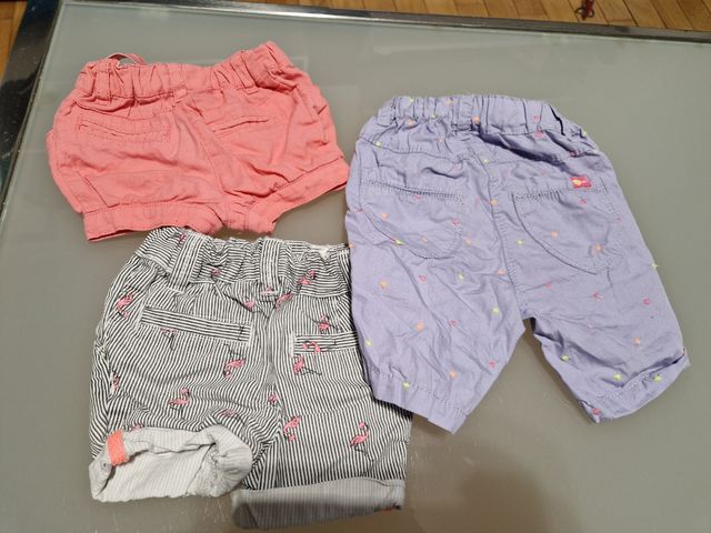 Lote 3 pantalones cortos niña 3 meses