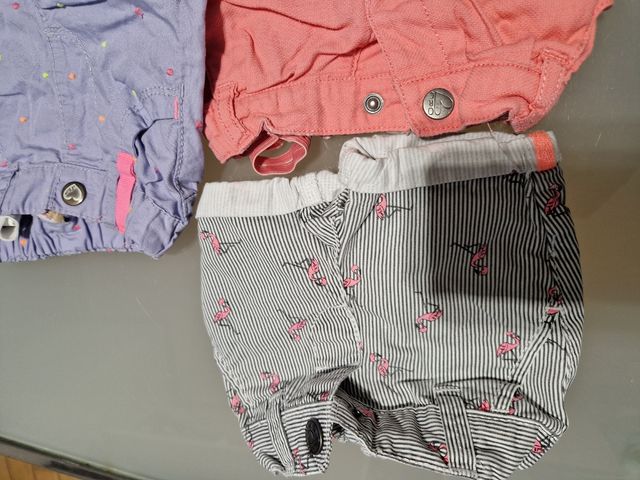 Lote 3 pantalones cortos niña 3 meses