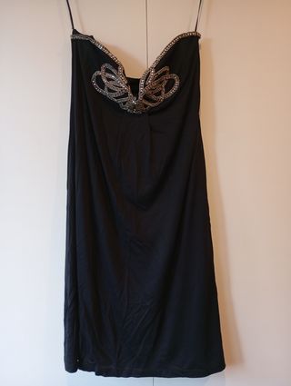 Vestido fiesta negro con pedrería