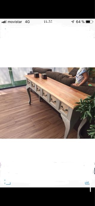 Consola de madera roble con cajones