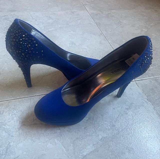 Zapatos de fiesta azules con brillos Talla 40