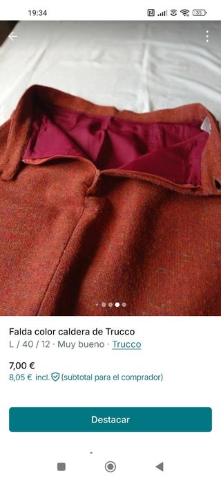 Falda Trucco color caldera Talla L/40/12