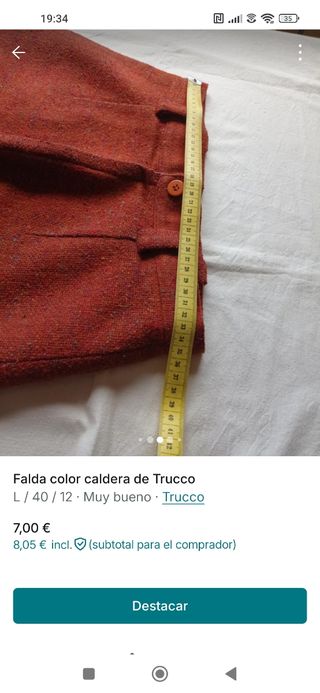 Falda Trucco color caldera Talla L/40/12