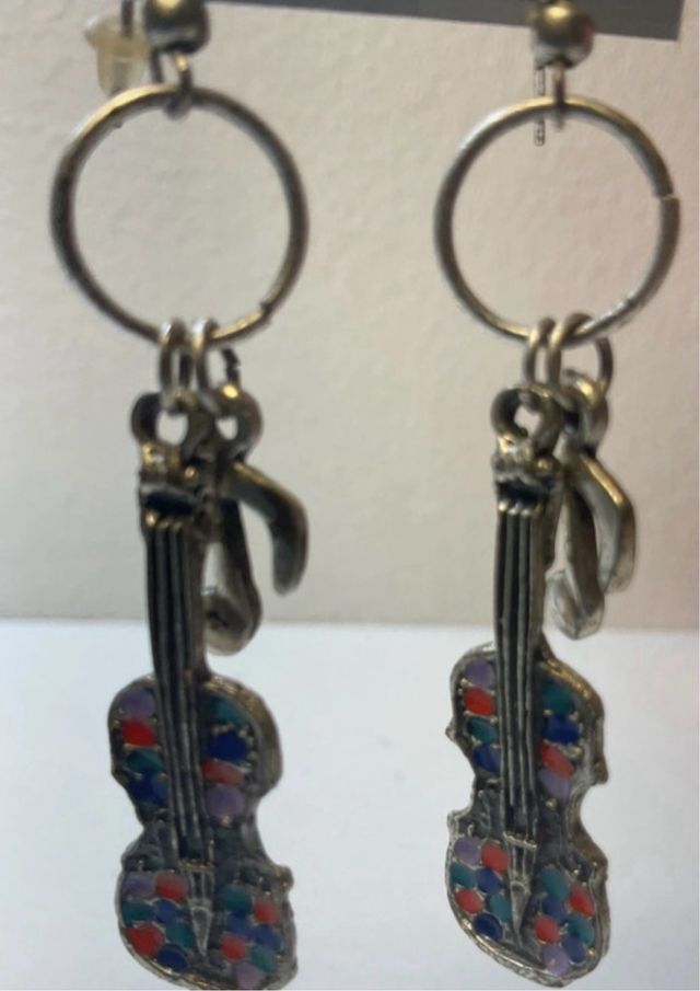 Orecchini violino multicolor argento