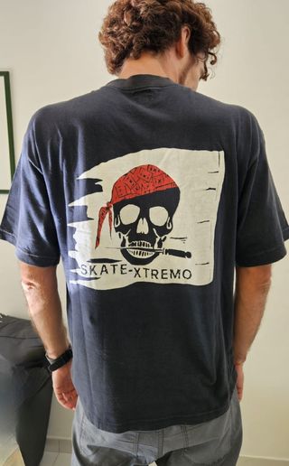 T-shirt cotone vintage stampa teschio