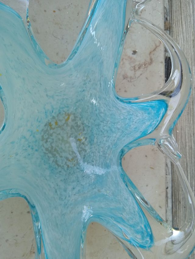 Centrotavola Murano Vetro Blu Trasparente