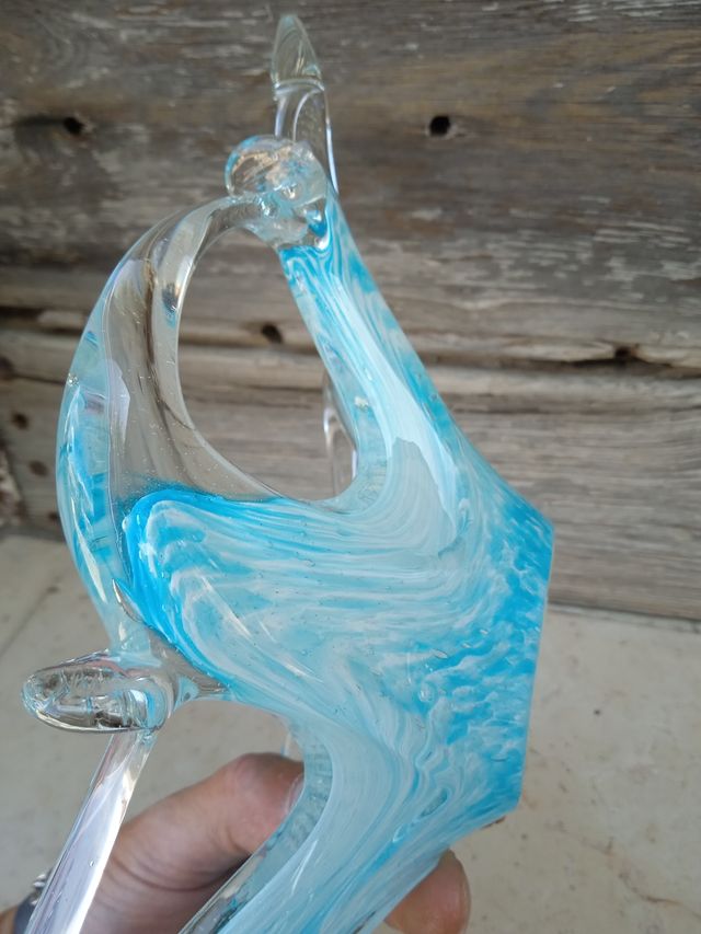 Centrotavola Murano Vetro Blu Trasparente