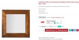 Conjunto Aparador y Espejo Moycor Colonial