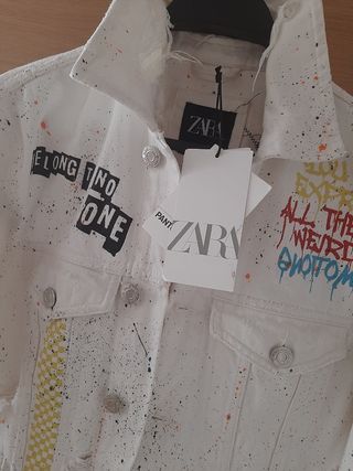 Cazadora Vaquera Blanca Zara Talla S