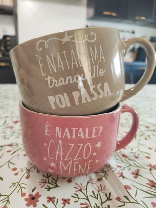 Set 2 Tazze Ciotole tema Natale 