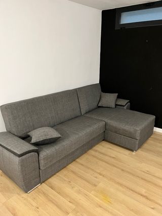 Sofá cama 3 plazas gris tela
