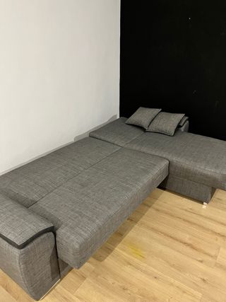 Sofá cama 3 plazas gris tela