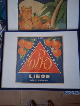 Lote 3 cuadros cocina vintage naranjas